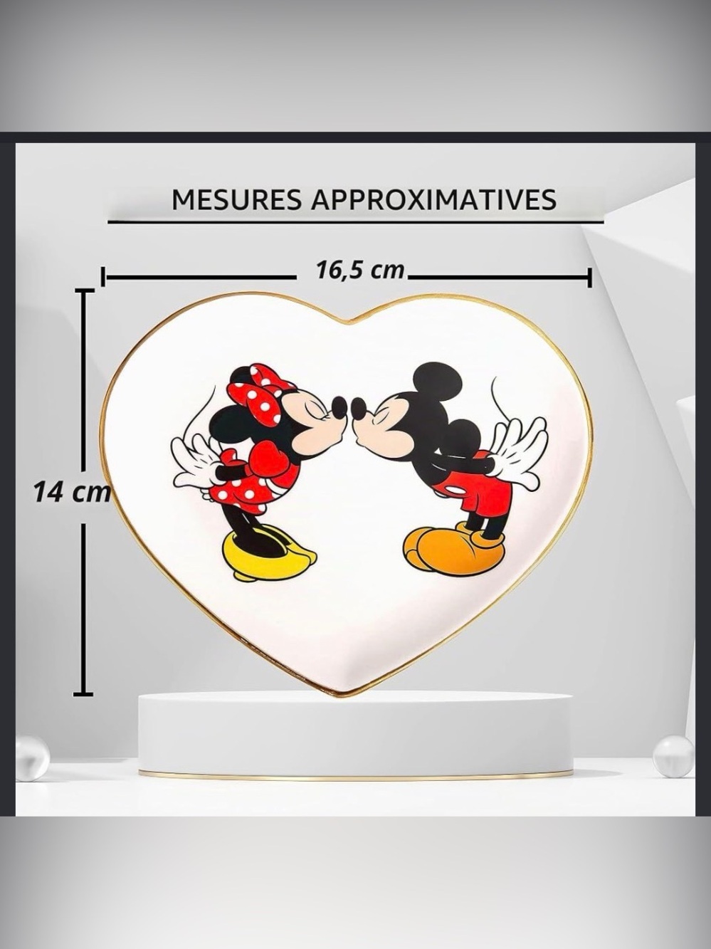 Disney Heart Trinket Dish Featuring Minnie & Mickey NIB